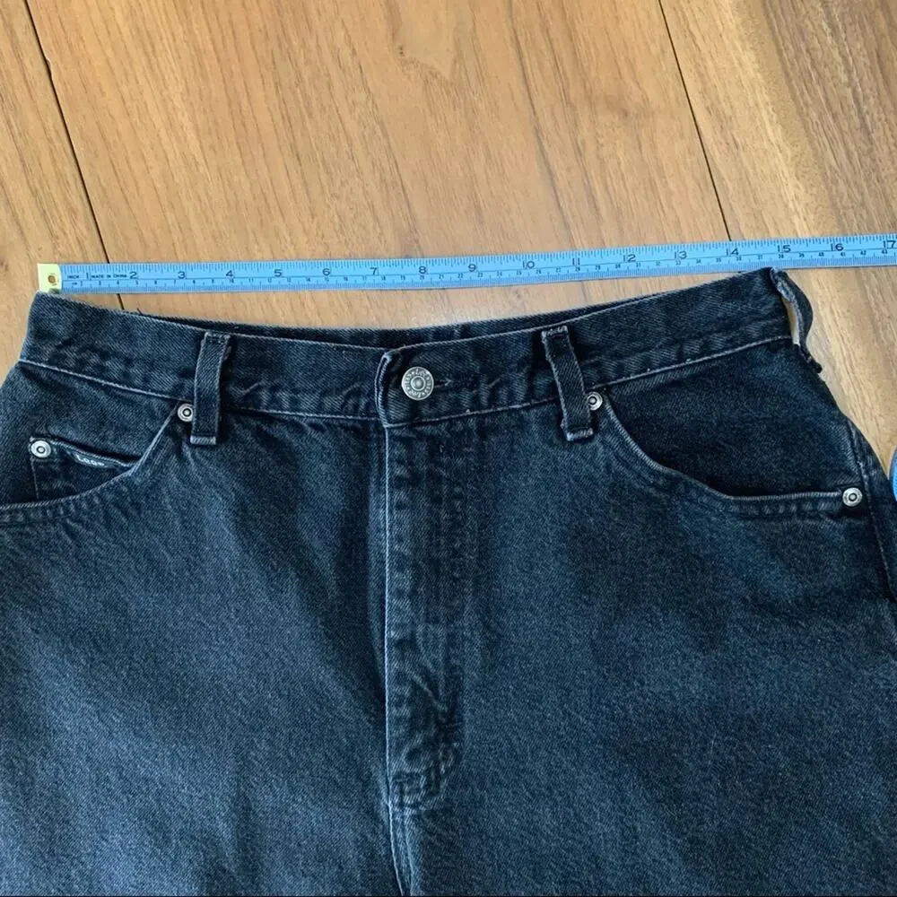 Vintage Lee Jeans 14 Long Black Tapered High Waist Union Made